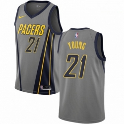 Mens Nike Indiana Pacers 21 Thaddeus Young Swingman Gray NBA Jersey City Edition