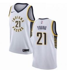 Mens Nike Indiana Pacers 21 Thaddeus Young Swingman White NBA Jersey Association Edition