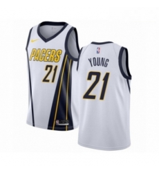 Mens Nike Indiana Pacers 21 Thaddeus Young White Swingman Jersey Earned Edition