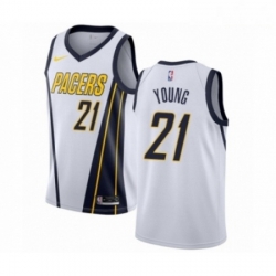 Mens Nike Indiana Pacers 21 Thaddeus Young White Swingman Jersey Earned Edition
