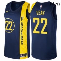 Mens Nike Indiana Pacers 22 T J Leaf Authentic Navy Blue NBA Jersey City Edition 