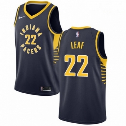 Mens Nike Indiana Pacers 22 T J Leaf Authentic Navy Blue Road NBA Jersey Icon Edition 