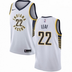 Mens Nike Indiana Pacers 22 T J Leaf Authentic White NBA Jersey Association Edition 