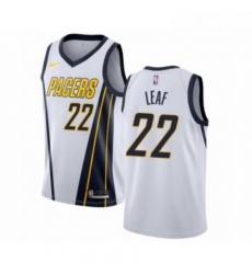 Mens Nike Indiana Pacers 22 T J Leaf White Swingman Jersey Earned Edition 