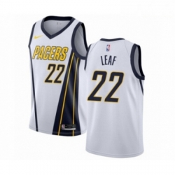 Mens Nike Indiana Pacers 22 T J Leaf White Swingman Jersey Earned Edition 