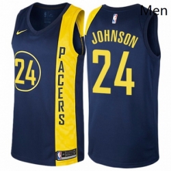 Mens Nike Indiana Pacers 24 Alize Johnson Authentic Navy Blue NBA Jersey City Edition 