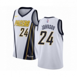Mens Nike Indiana Pacers 24 Alize Johnson White Swingman Jersey Earned Edition 