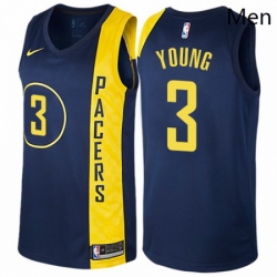 Mens Nike Indiana Pacers 3 Joe Young Swingman Navy Blue NBA Jersey City Edition