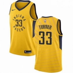 Mens Nike Indiana Pacers 33 Myles Turner Swingman Gold NBA Jersey Statement Edition