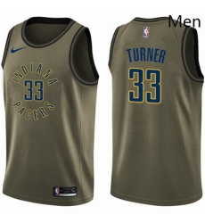 Mens Nike Indiana Pacers 33 Myles Turner Swingman Green Salute to Service NBA Jersey