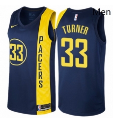 Mens Nike Indiana Pacers 33 Myles Turner Swingman Navy Blue NBA Jersey City Edition