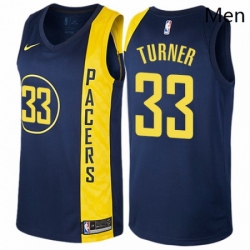 Mens Nike Indiana Pacers 33 Myles Turner Swingman Navy Blue NBA Jersey City Edition