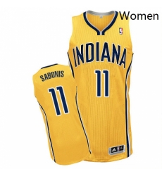 Womens Adidas Indiana Pacers 11 Domantas Sabonis Authentic Gold Alternate NBA Jersey 