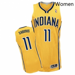Womens Adidas Indiana Pacers 11 Domantas Sabonis Authentic Gold Alternate NBA Jersey 