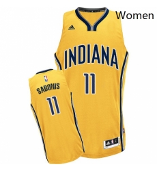 Womens Adidas Indiana Pacers 11 Domantas Sabonis Swingman Gold Alternate NBA Jersey 