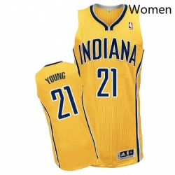 Womens Adidas Indiana Pacers 21 Thaddeus Young Authentic Gold Alternate NBA Jersey