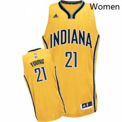 Womens Adidas Indiana Pacers 21 Thaddeus Young Swingman Gold Alternate NBA Jersey