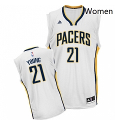 Womens Adidas Indiana Pacers 21 Thaddeus Young Swingman White Home NBA Jersey