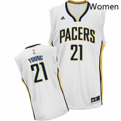Womens Adidas Indiana Pacers 21 Thaddeus Young Swingman White Home NBA Jersey