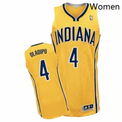 Womens Adidas Indiana Pacers 4 Victor Oladipo Authentic Gold Alternate NBA Jersey 