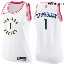 Womens Nike Indiana Pacers 1 Lance Stephenson Swingman WhitePink Fashion NBA Jersey 