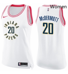 Womens Nike Indiana Pacers 20 Doug McDermott Swingman White Pink Fashion NBA Jersey 