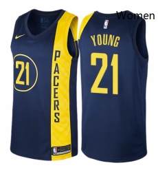 Womens Nike Indiana Pacers 21 Thaddeus Young Swingman Navy Blue NBA Jersey City Edition