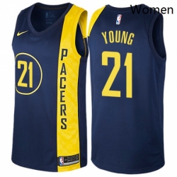 Womens Nike Indiana Pacers 21 Thaddeus Young Swingman Navy Blue NBA Jersey City Edition