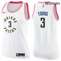 Womens Nike Indiana Pacers 3 Joe Young Swingman WhitePink Fashion NBA Jersey