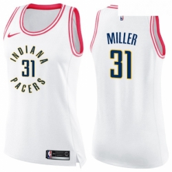Womens Nike Indiana Pacers 31 Reggie Miller Swingman WhitePink Fashion NBA Jersey