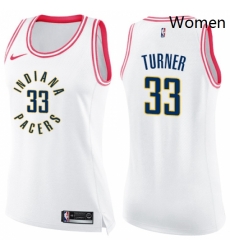 Womens Nike Indiana Pacers 33 Myles Turner Swingman WhitePink Fashion NBA Jersey