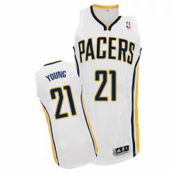 Youth Adidas Indiana Pacers 21 Thaddeus Young Authentic White Home NBA Jersey