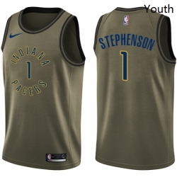 Youth Nike Indiana Pacers 1 Lance Stephenson Swingman Green Salute to Service NBA Jersey 