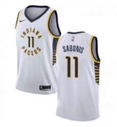Youth Nike Indiana Pacers 11 Domantas Sabonis Swingman White NBA Jersey Association Edition 