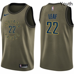 Youth Nike Indiana Pacers 22 T J Leaf Swingman Green Salute to Service NBA Jersey 
