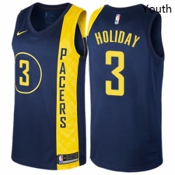 Youth Nike Indiana Pacers 3 Aaron Holiday Swingman Navy Blue NBA Jersey City Edition 