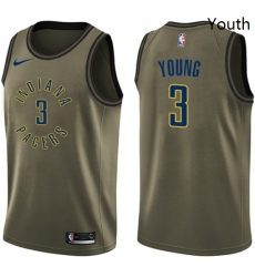Youth Nike Indiana Pacers 3 Joe Young Swingman Green Salute to Service NBA Jersey