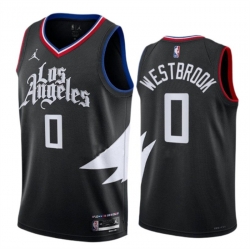 Men Los Angeles Clippers 0 Russell Westbrook Black Statement Edition Stitched Jersey