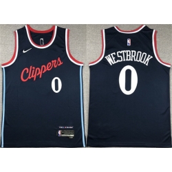 Men Los Angeles Clippers 0 Russell Westbrook Navy Stitched Jersey