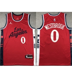 Men Los Angeles Clippers 0 Russell Westbrook Red Stitched Jersey