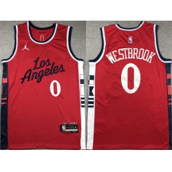 Men Los Angeles Clippers 0 Russell Westbrook Red Stitched Jersey