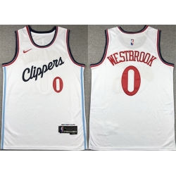 Men Los Angeles Clippers 0 Russell Westbrook White Stitched Jersey