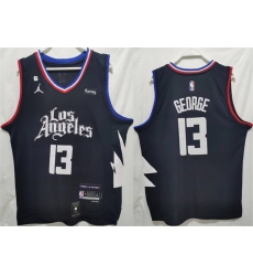 Men Los Angeles Clippers 13 Paul George Black Stitched Jersey