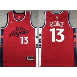 Men Los Angeles Clippers 13 Paul George Red Stitched Jersey
