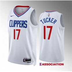 Men Los Angeles Clippers 17 P J  Tucker White Association Edition Stitched Jersey