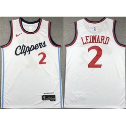 Men Los Angeles Clippers 2 Kawhi Leonard White Stitched Jersey