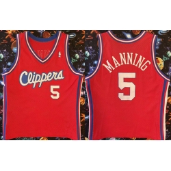 Men Los Angeles Clippers 5 Danny Manning Red 93 94 Champion Stitched Jersey