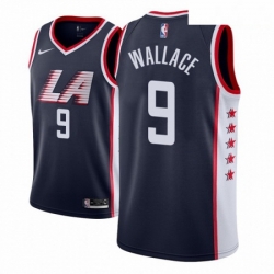 Men NBA 2018 19 Los Angeles Clippers 9 Tyrone Wallace City Edition Navy Jersey 