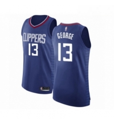Mens Los Angeles Clippers 13 Paul George Authentic Blue Basketball Jersey Icon Edition 
