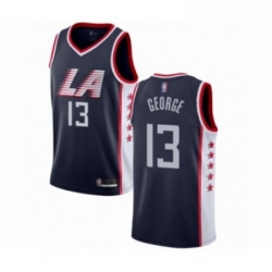 Mens Los Angeles Clippers 13 Paul George Authentic Navy Blue Basketball Jersey City Edition 